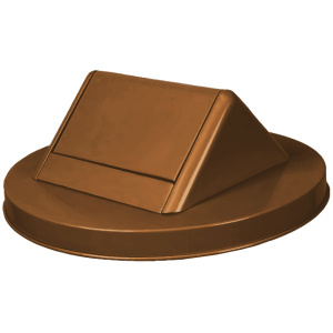 Witt Industries Swing Top Oakley Metal Lids Collection Outdoor Trash Can in Brown