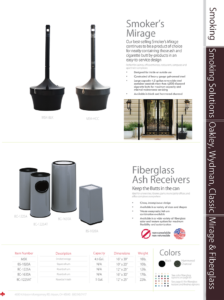 Witt Industries Smoker's Mirage and Fiberglass Collection Trash Container Catalog Page