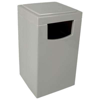 Witt Industries Fiberglass Square Side Entry Collection Galvanize Trash Cans in Silver