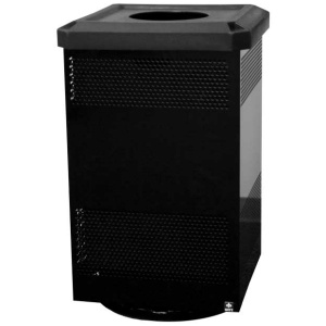 Witt Industries Standard Perforated Collection Flat Top Outdoor Trash Cans in Black
