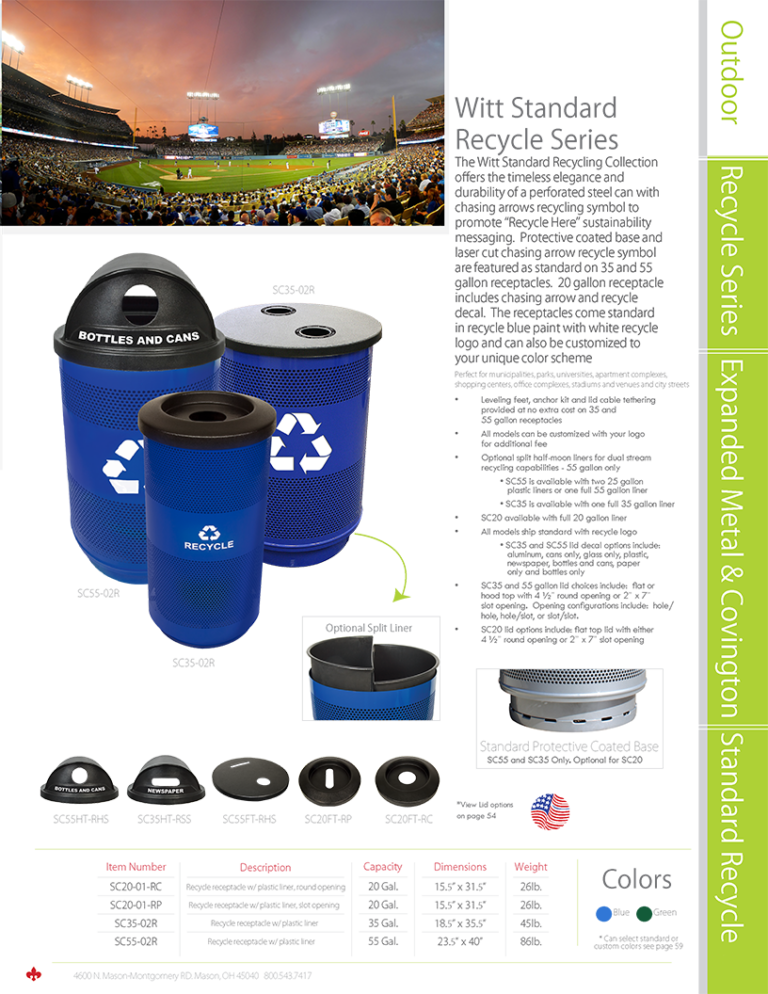 Witt Industries Standard Recycling Trash Cans Collection Catalog Page