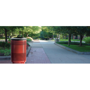 Witt Industries Standard Series Flat Top Collection Metal Garbage Cans in Red
