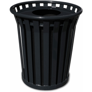 Witt Industries Wydman Collection Flat Top Outdoor Garbage Can in Black