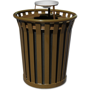 Witt Industries Wydman Collection Ash Top Outdoor Trashcan in Brown