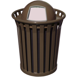 Witt Industries Wydman Collection Dome Top Galvanize Trash Cans in Brown