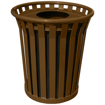 Witt Industries Wydman Collection Flat Top Outdoor Trash Can in Brown