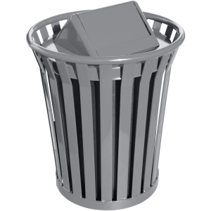 Witt Industries Wydman Collection Swing Top Trash Bins in Silver
