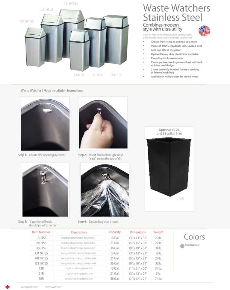 Witt Industries Waste Watchers Collection Commercial Waste Receptacles Catalog Page