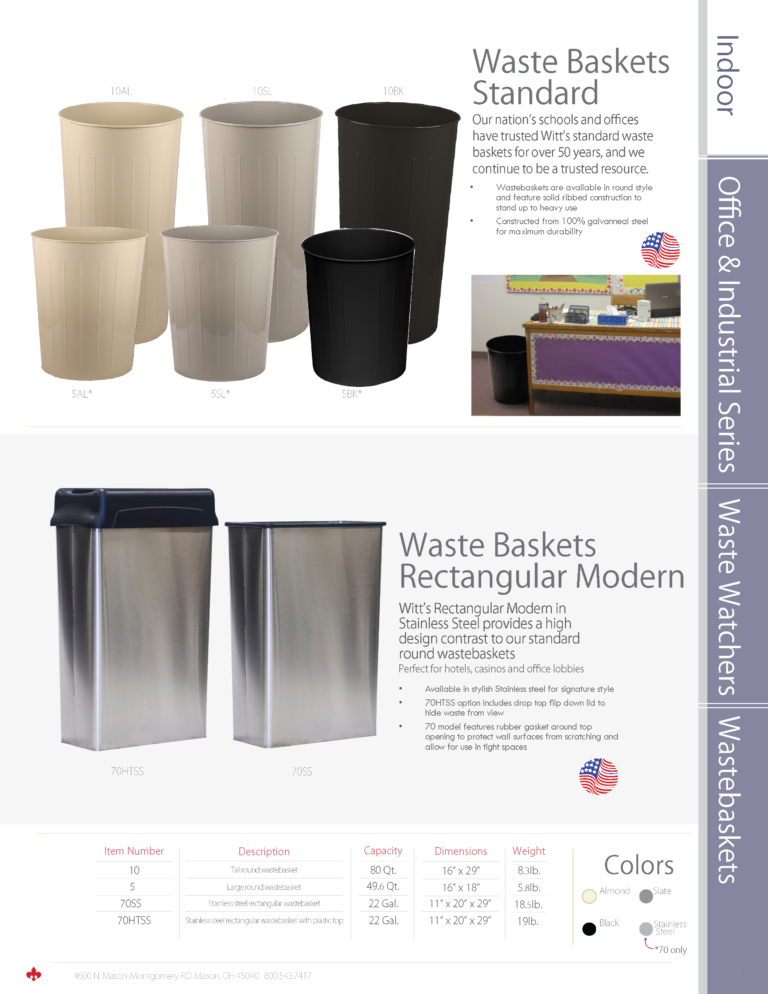 Witt Industries Waste Baskets Collection Trash Bins Catalog Page