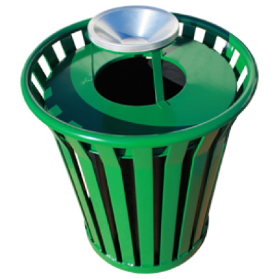 metal trash can