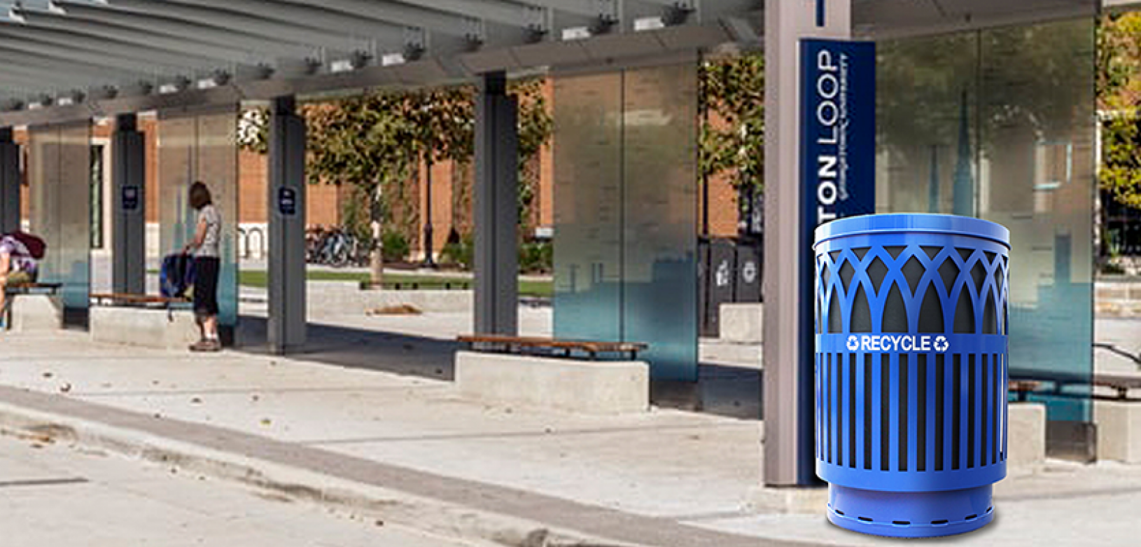 Witt Blue Covington Recycling Series Flat Top Waste Receptacles Witt Industries Flat Top Covington Recycling Collection Waste Receptacles in Blue