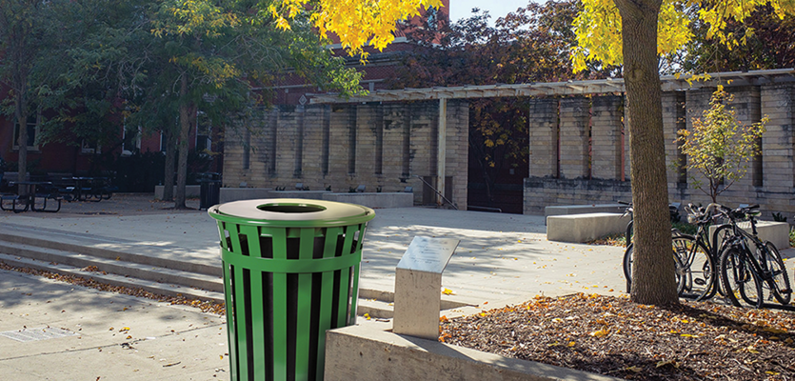 Witt Green Oakley Standard Series Flat Top Waste Receptacles Witt Industries Oakley Standard Collection Flat Top Waste Receptacles in Green