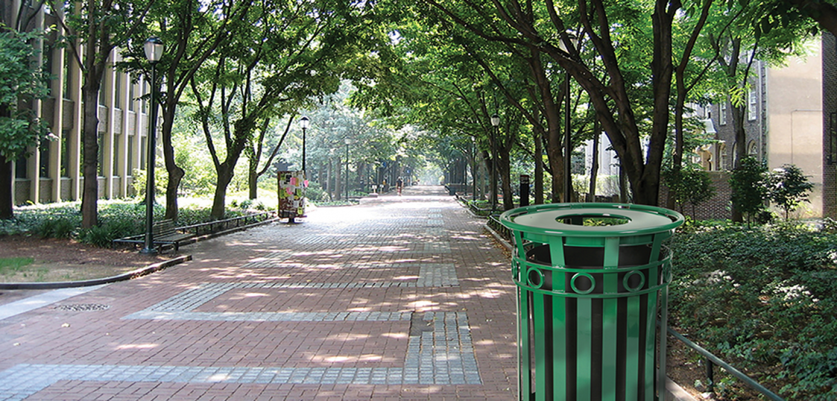Witt Green Oakley Decorative Waste Receptacle Witt Oakley Decorative Green Waste Receptacle in Outdoor Environment