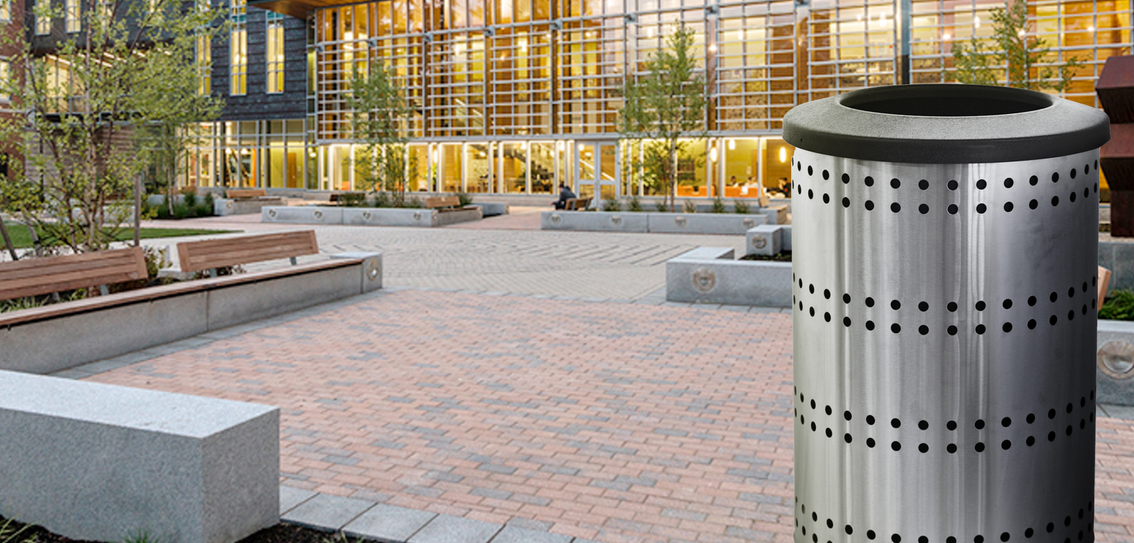 Witt Paramount Collection Stainless Steel Galvanize Trash Can Witt Galvanize Trash Can Paramount Collection Stainless Steel Outdoor Environmental