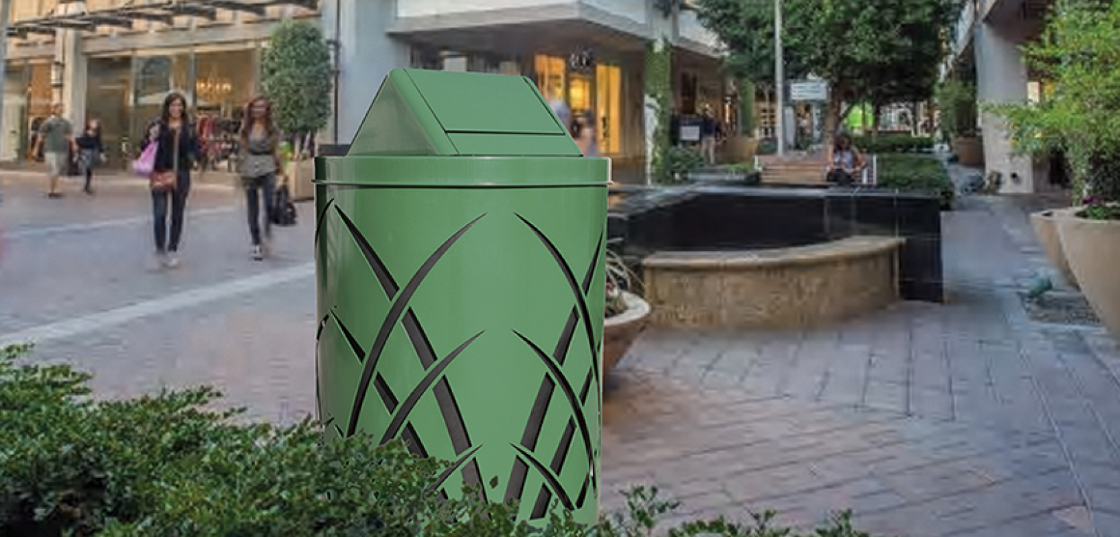Witt Industries Sawgrass Collection Collection Swing Top Outdoor Waste Receptacles in Green