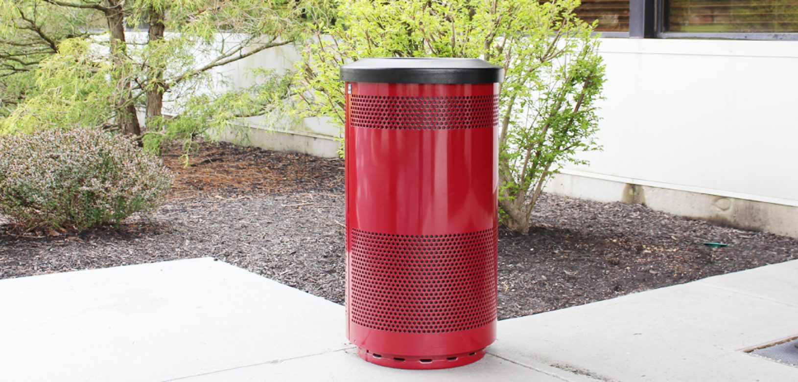 Witt Industries Red Standard Perforated Collection Outdoor Trash Can