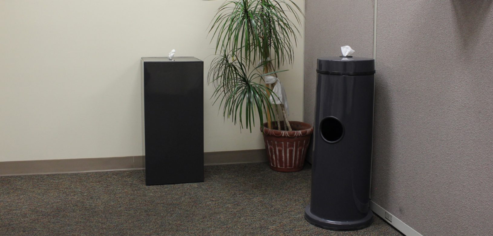 Witt Industries Black Wipe Dispensers Collection Commercial Trash Can